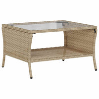 Divano Giardino 2 Posti con Cuscini e Tavolo Beige Polyrattan 4103849