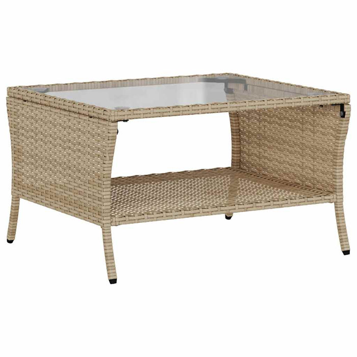 Divano Giardino 2 Posti con Cuscini e Tavolo Beige Polyrattan 4103849
