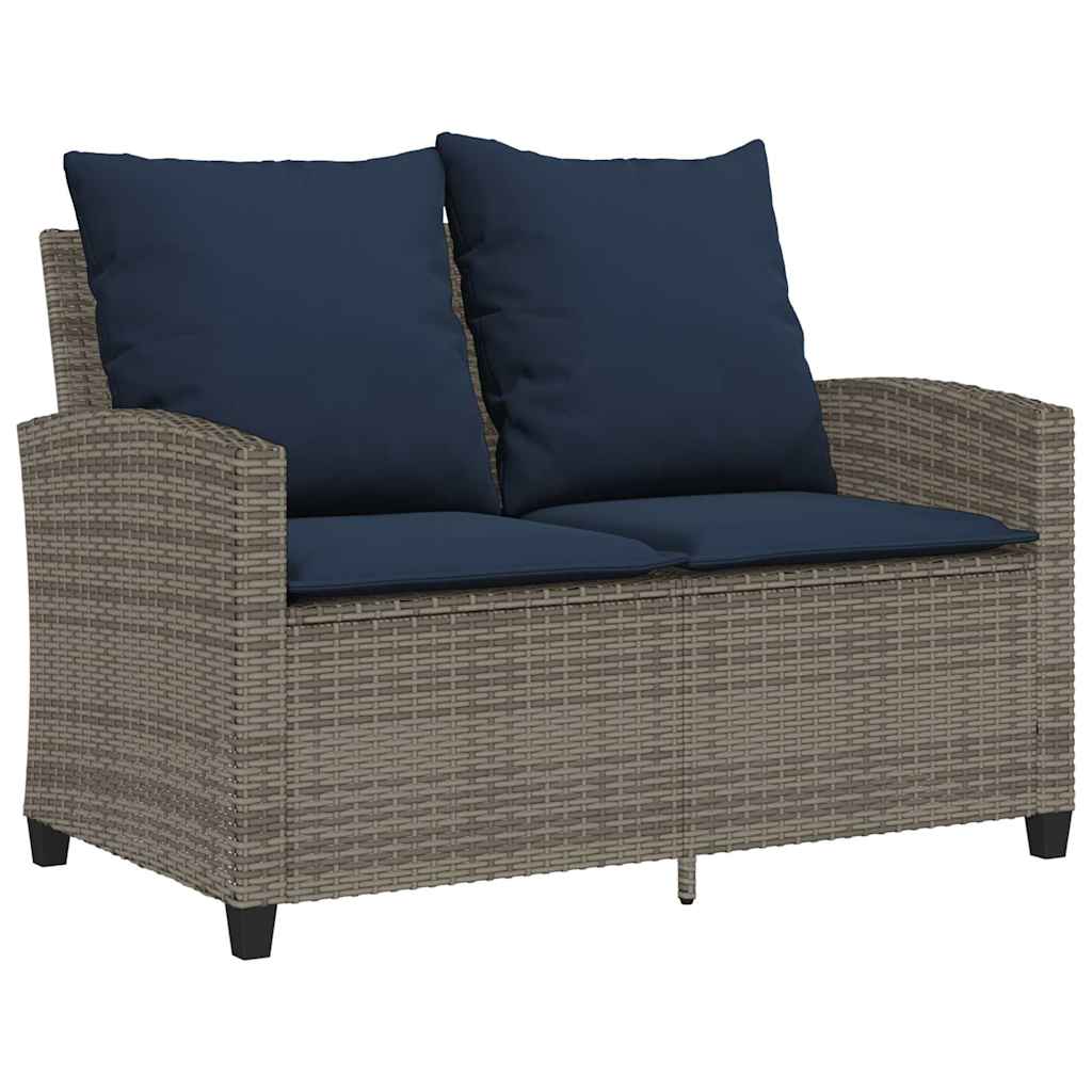 Divano da Giardino a 2 Posti Cuscini&Tavolo Grigio Polyrattan 4103852