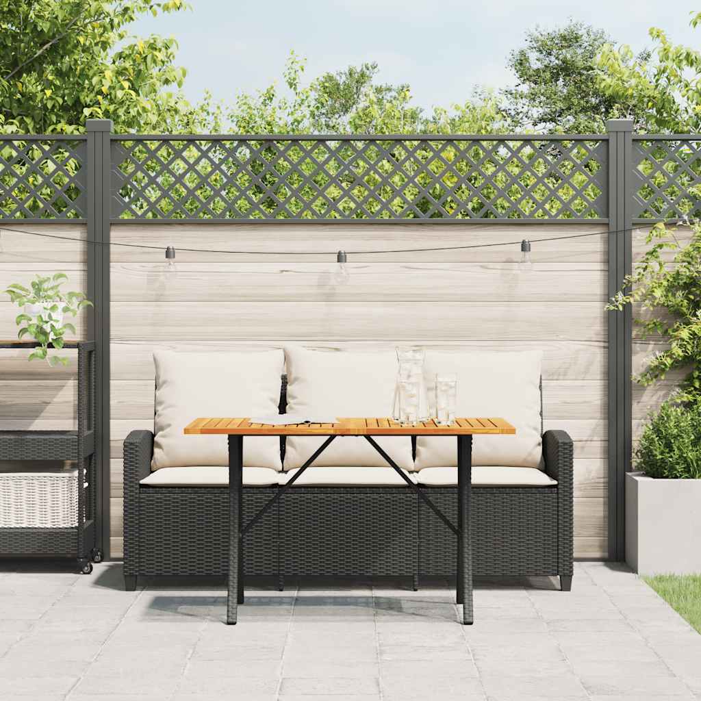Divano da Giardino a 3 Posti Cuscini&Tavolo Nero in Polyrattan 4103854