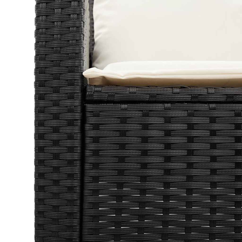Divano da Giardino a 3 Posti Cuscini&Tavolo Nero in Polyrattan 4103854