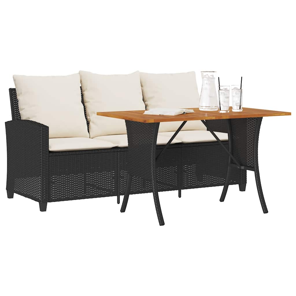Divano da Giardino a 3 Posti Cuscini&Tavolo Nero in Polyrattan 4103854