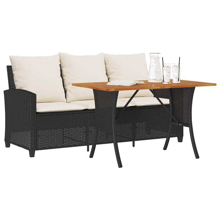 Divano da Giardino a 3 Posti Cuscini&Tavolo Nero in Polyrattan 4103854