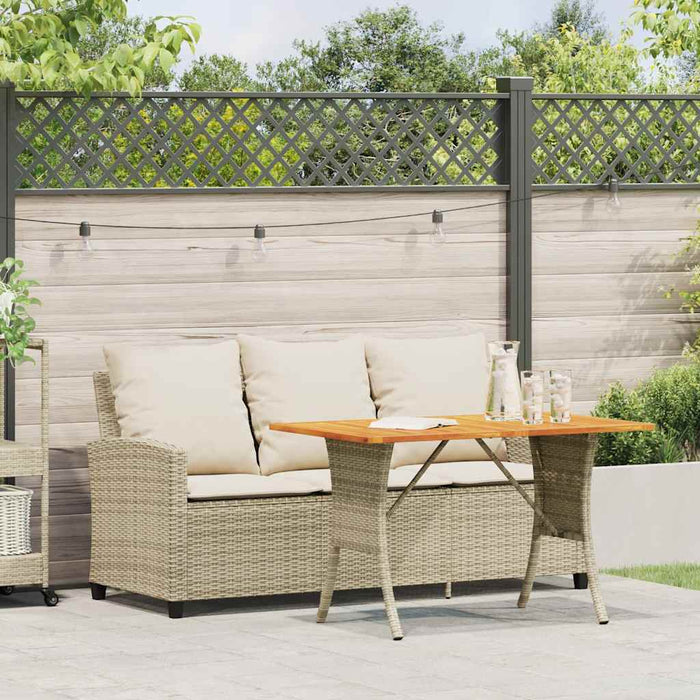 Divano Giardino 3 Posti con Cuscini e Tavolo-Sofa da Giardino-Divanetto da esterno Beige Polyrattan