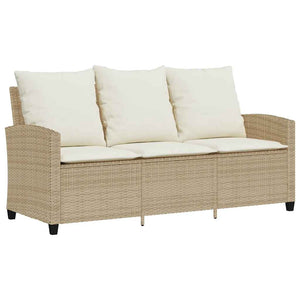 Divano Giardino 3 Posti con Cuscini e Tavolo Beige Polyrattan 4103858