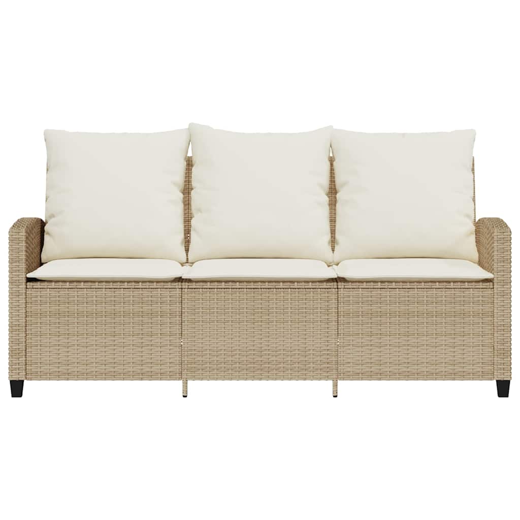 Divano Giardino 3 Posti con Cuscini e Tavolo Beige Polyrattan 4103858