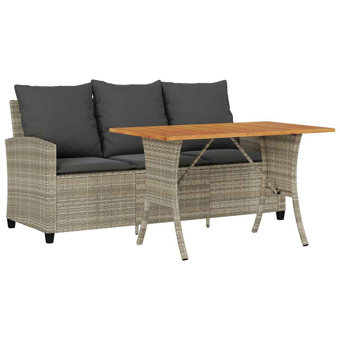 Divano 3 Posti con Cuscini e Tavolo Grigio Chiaro Polyrattan 4103859