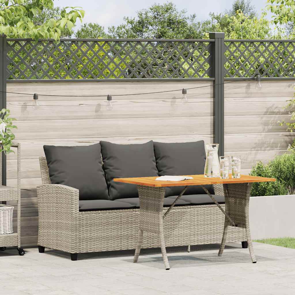 Divano 3 Posti con Cuscini e Tavolo Grigio Chiaro Polyrattan 4103859