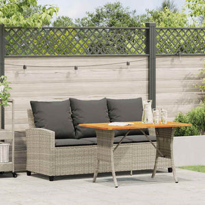 Divano 3 Posti con Cuscini e Tavolo Grigio Chiaro Polyrattan 4103859