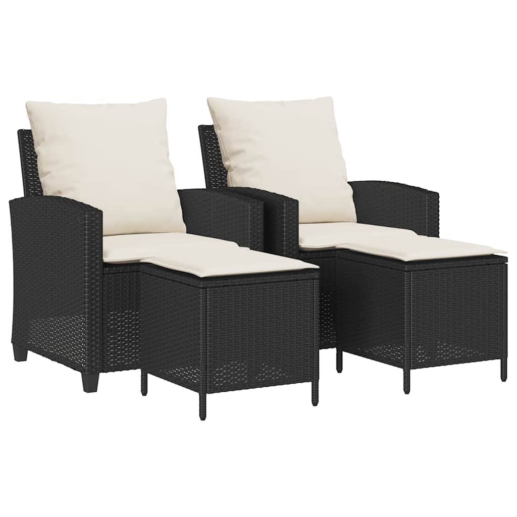 vidaXL Set Divani da Giardino 4 pz con Cuscini Nero in Polyrattan