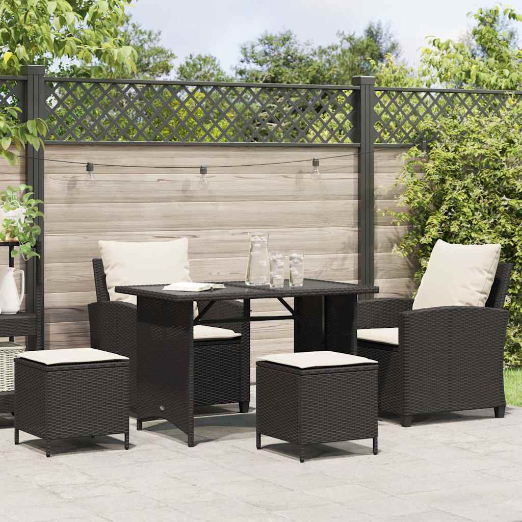 vidaXL Set Divani da Giardino 4 pz con Cuscini Nero in Polyrattan