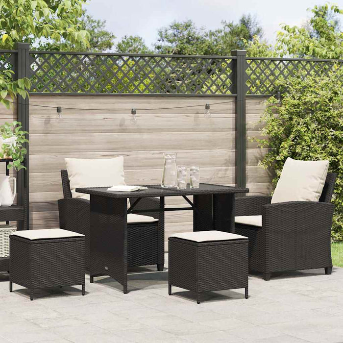 vidaXL Set Divani da Giardino 4 pz con Cuscini Nero in Polyrattan