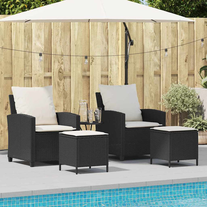 vidaXL Set Divani da Giardino 4 pz con Cuscini Nero in Polyrattan