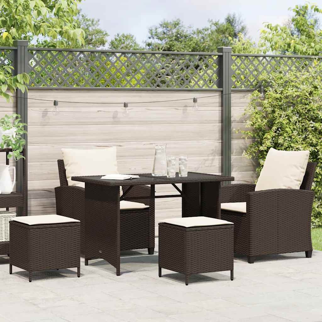 Set Divano da Giardino 4 pz con Cuscini-Sofa da Giardino-Divanetto da esterno Marrone in Polyrattan 355842