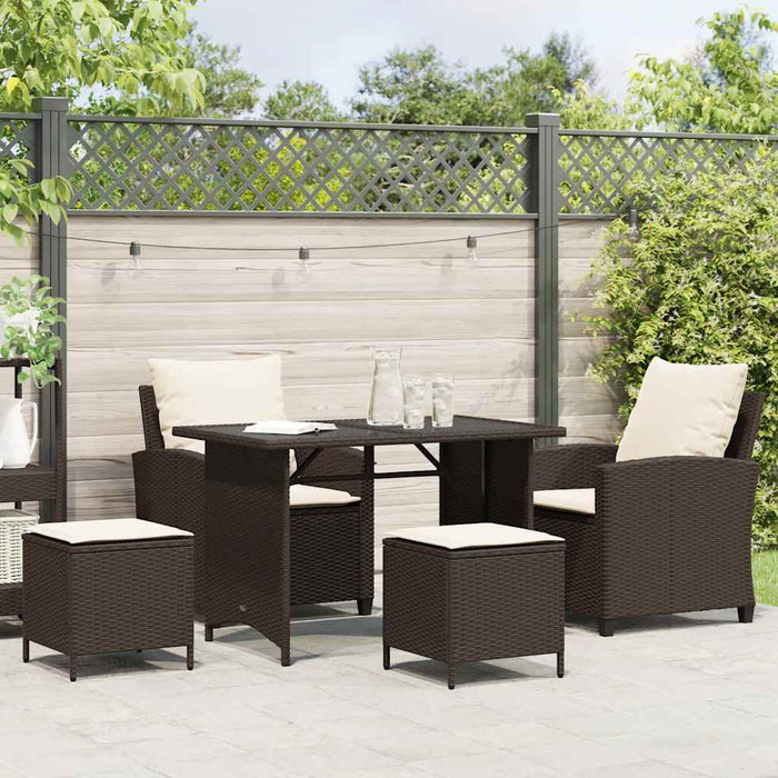 Set Divano da Giardino 4 pz con Cuscini-Sofa da Giardino-Divanetto da esterno Marrone in Polyrattan 355842