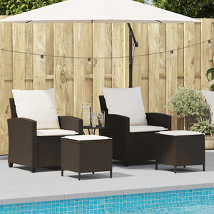 Set Divano da Giardino 4 pz con Cuscini-Sofa da Giardino-Divanetto da esterno Marrone in Polyrattan 355842