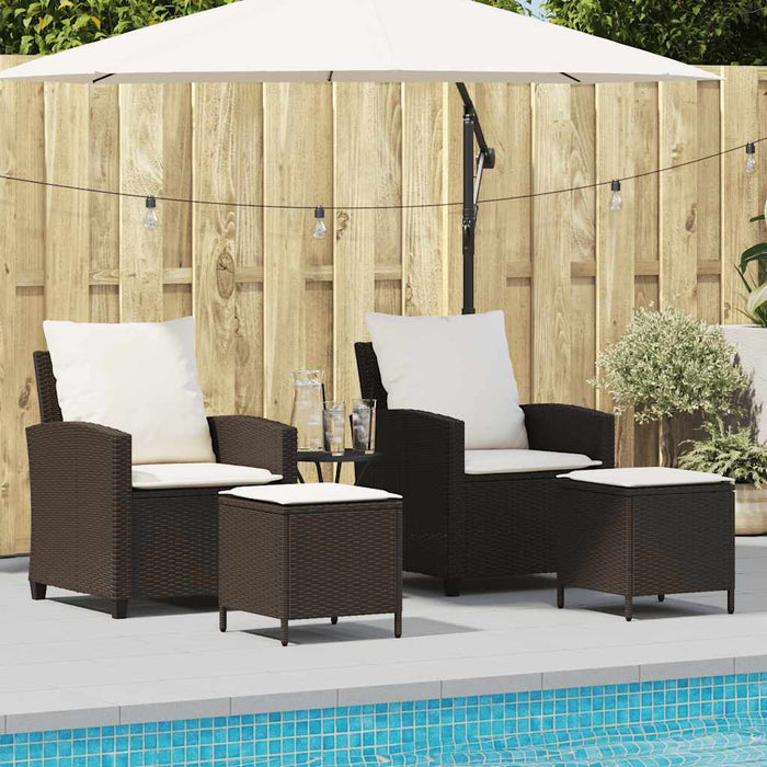 Set Divano da Giardino 4 pz con Cuscini-Sofa da Giardino-Divanetto da esterno Marrone in Polyrattan 355842