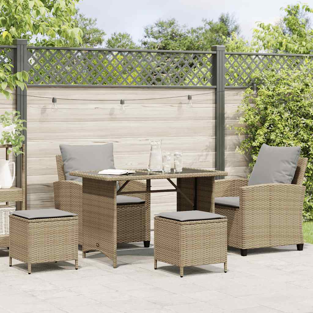 Set Divano da Giardino 4 pz con Cuscini-Sofa da Giardino-Divanetto da esterno Beige in Polyrattan 171609