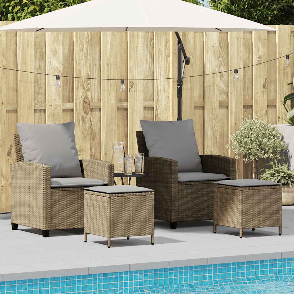 Set Divano da Giardino 4 pz con Cuscini-Sofa da Giardino-Divanetto da esterno Beige in Polyrattan 171609
