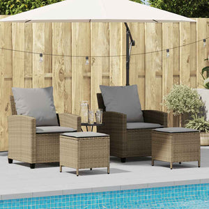 Set Divano da Giardino 4 pz con Cuscini-Sofa da Giardino-Divanetto da esterno Beige in Polyrattan 171609