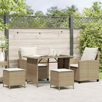 Set Divano da Giardino 4 pz con Cuscini-Sofa da Giardino-Divanetto da esterno Beige in Polyrattan 413109