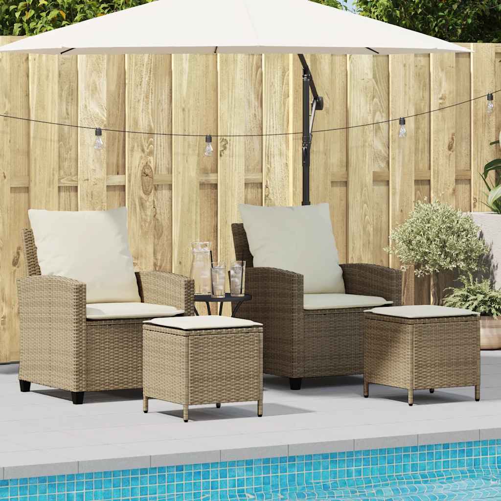 Set Divano da Giardino 4 pz con Cuscini-Sofa da Giardino-Divanetto da esterno Beige in Polyrattan 413109