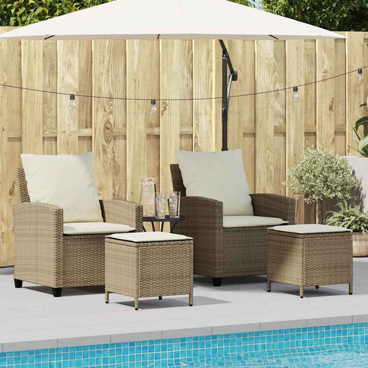 Set Divano da Giardino 4 pz con Cuscini-Sofa da Giardino-Divanetto da esterno Beige in Polyrattan 413109