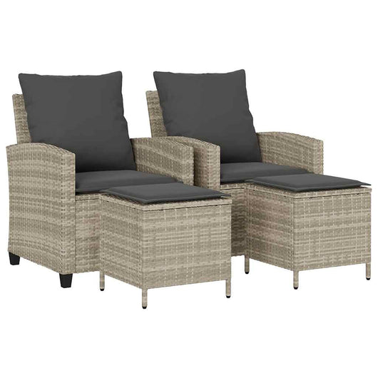 vidaXL Set Divano da Giardino 4pz con Cuscini Grigio Chiaro Polyrattan