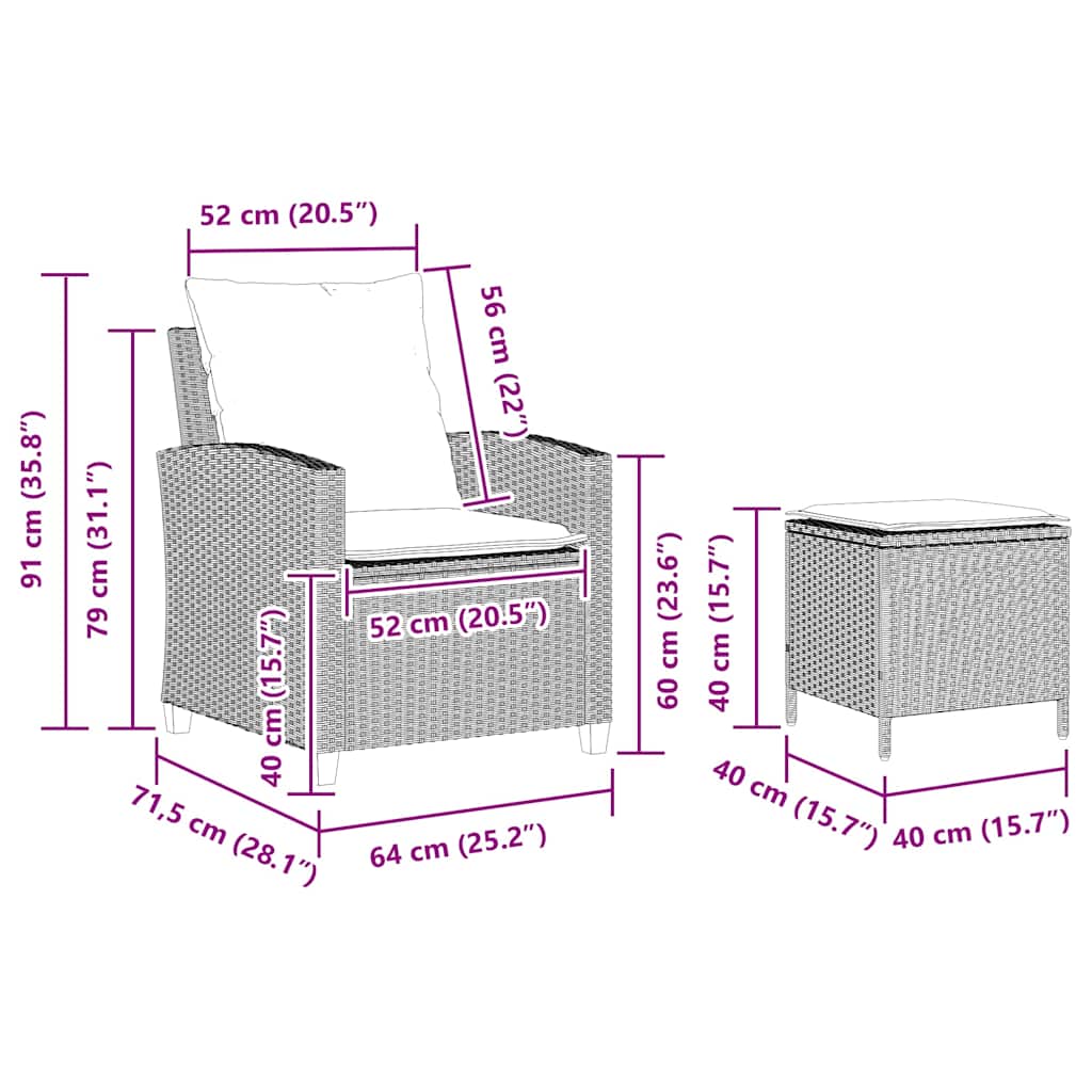 vidaXL Set Divano da Giardino 4pz con Cuscini Grigio Chiaro Polyrattan