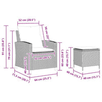 vidaXL Set Divano da Giardino 4pz con Cuscini Grigio Chiaro Polyrattan