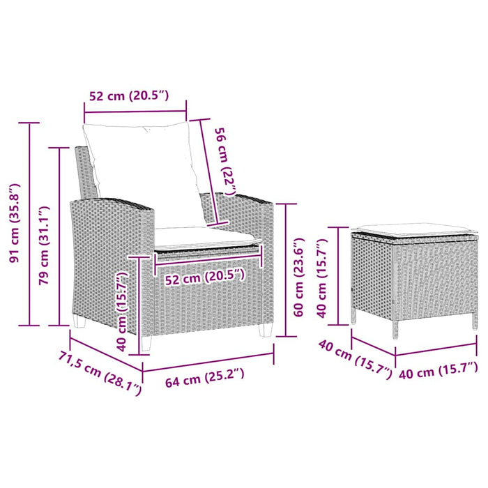 vidaXL Set Divano da Giardino 4pz con Cuscini Grigio Chiaro Polyrattan