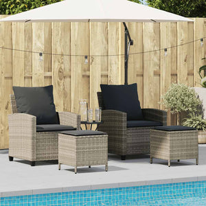 Set Divano da Giardino 4 pz con Cuscini-Sofa da Giardino-Divanetto da esterno Grigio Chiaro Polyrattan 924050