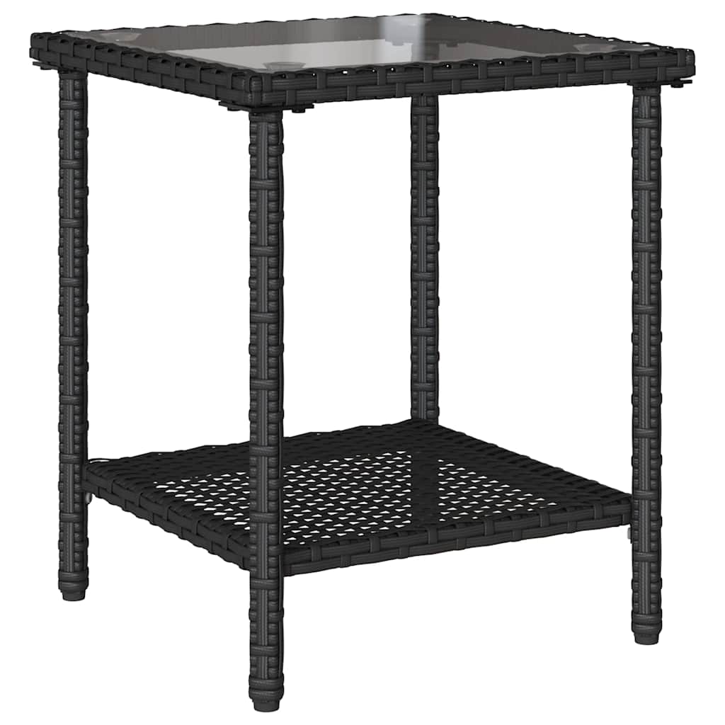 Divano da Giardino con Tavolo e Cuscini a L-Sofa da Giardino-Divano da esterno Nero in Polyrattan 490107