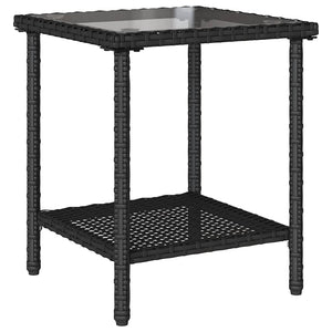 Divano da Giardino con Tavolo e Cuscini a L-Sofa da Giardino-Divano da esterno Nero in Polyrattan 490107