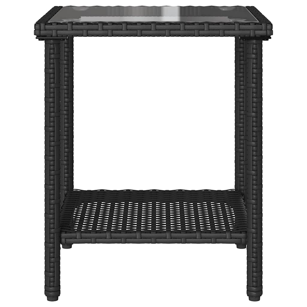 Divano da Giardino con Tavolo e Cuscini a L-Sofa da Giardino-Divano da esterno Nero in Polyrattan 490107