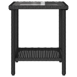 Divano da Giardino con Tavolo e Cuscini a L-Sofa da Giardino-Divano da esterno Nero in Polyrattan 490107