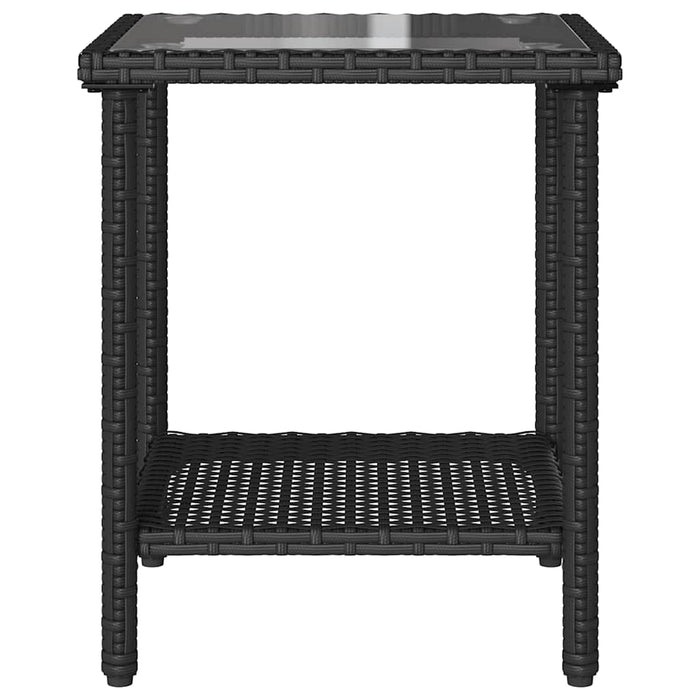 Divano da Giardino con Tavolo e Cuscini a L-Sofa da Giardino-Divano da esterno Nero in Polyrattan 490107