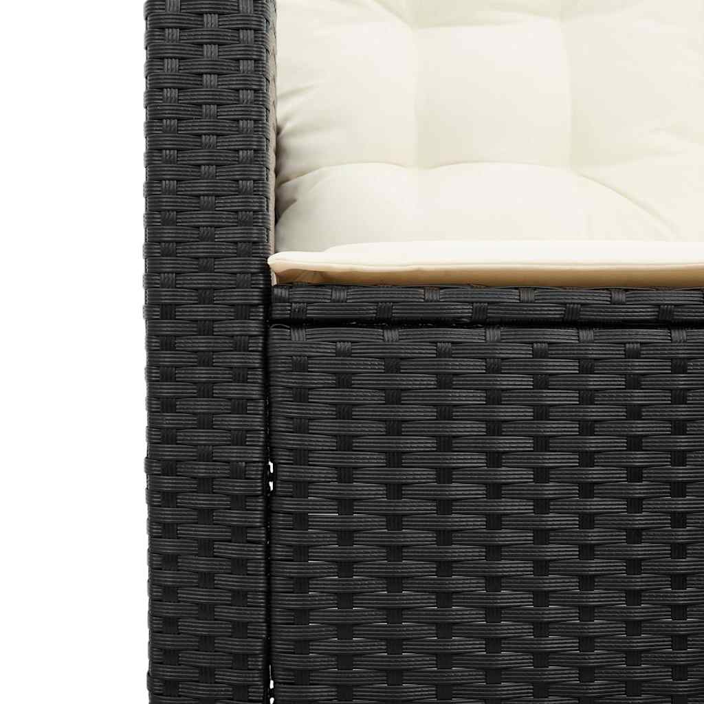 Divano da Giardino con Tavolo e Cuscini a L-Sofa da Giardino-Divano da esterno Nero in Polyrattan 490107