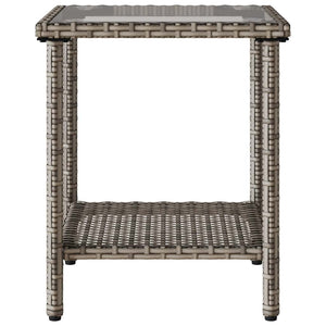 vidaXL Divano da Giardino con Tavolo e Cuscini a L Grigio Polyrattan