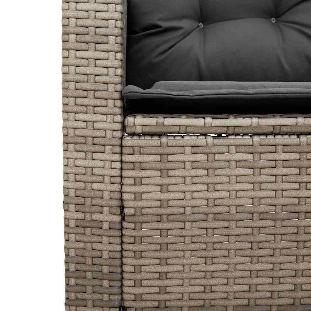 Divano da Giardino con Tavolo e Cuscini a L Grigio Polyrattan 4103874