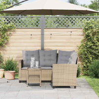 vidaXL Divano da Giardino con Tavolo e Cuscini a L Beige in Polyrattan