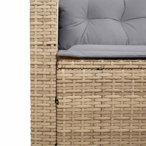 vidaXL Divano da Giardino con Tavolo e Cuscini a L Beige in Polyrattan