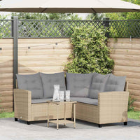vidaXL Divano da Giardino con Tavolo e Cuscini a L Beige in Polyrattan