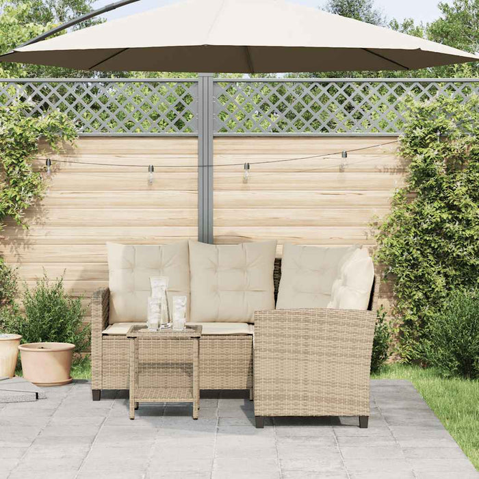 vidaXL Divano da Giardino con Tavolo e Cuscini a L Beige in Polyrattan