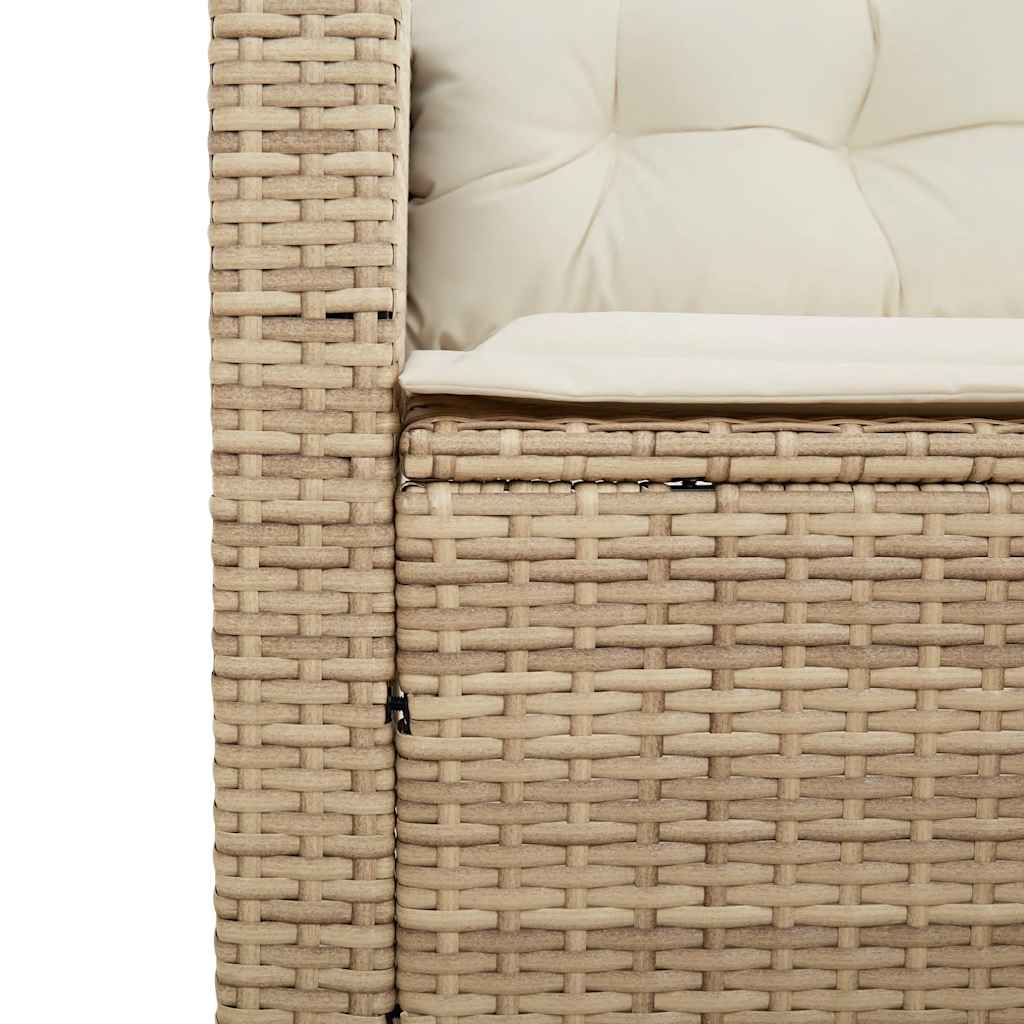 Divano da Giardino con Tavolo e Cuscini a L Beige in Polyrattan 4103876