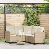vidaXL Divano da Giardino con Tavolo e Cuscini a L Beige in Polyrattan