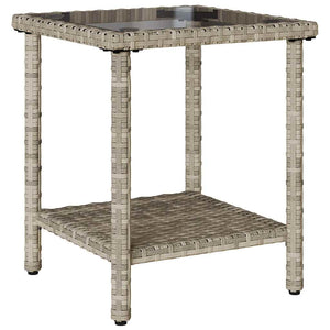 Divano Giardino Tavolo e Cuscini a L-Sofa da Giardino-Divanetto da esterno Grigio Chiaro Polyrattan 629436