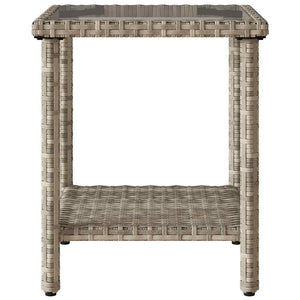 Divano Giardino Tavolo e Cuscini a L-Sofa da Giardino-Divanetto da esterno Grigio Chiaro Polyrattan 629436