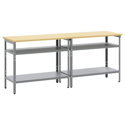 Set banco da lavoro 2 pcs Grigio 200 x 55 x 85 cm Acciaio 3321390