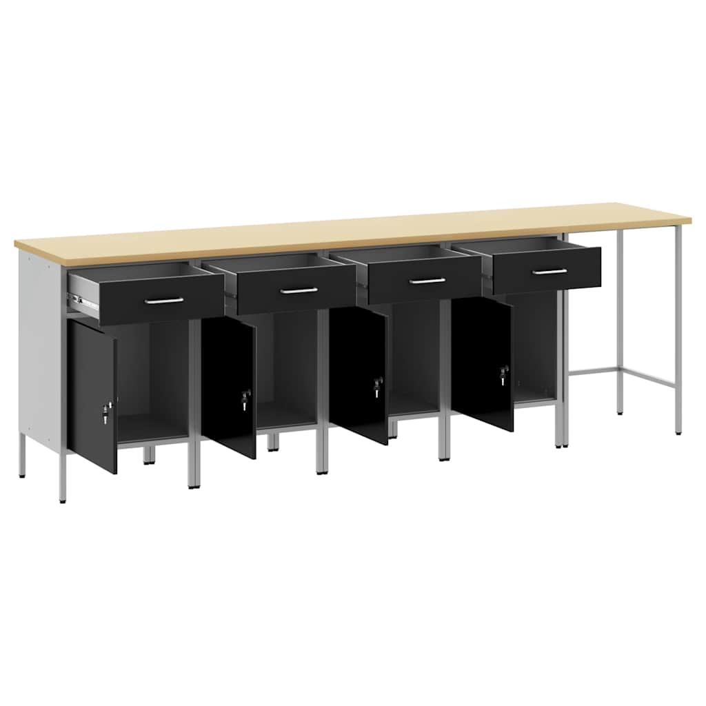 Mobile da lavoro 5 pcs Nero 255 x 55 x 85 cm Legno multistrato 3321392